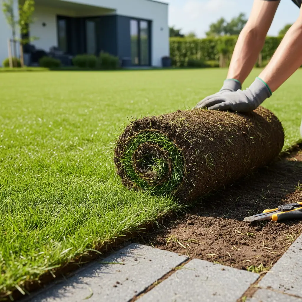 natural lawn & roll on turf